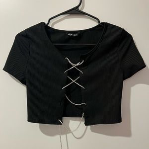 Basic rhinestone cross top from Shein